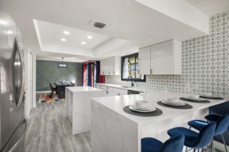 Dreamy kitchen,  with elegant marble finishes.