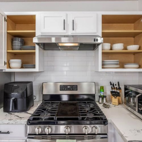 All the everyday appliances  and essentials you'll need for a comfortable stay. Air fryer included.