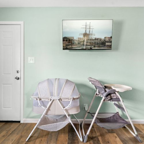 Highchair and bassinet included for your family convenience.