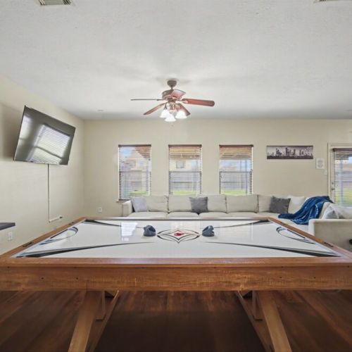 Get ready for an air hockey tournament with your family and friends.