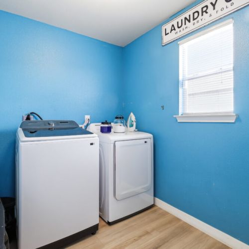 Fully-equipped laundry room.