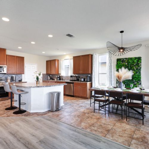 Dining area is conveniently close to the kitchen.
