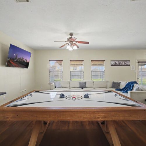 Get ready for an air hockey tournament with your family and friends.