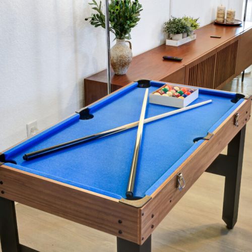 Challenge your friends to a foosball, pool, air hockey, or ping pong tournament with the multi game table!