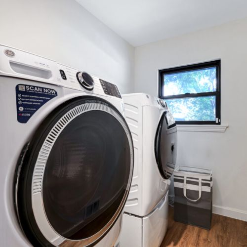 Fully-equipped laundry room.