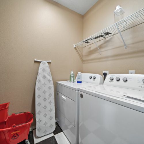 Fully-equipped laundry room.