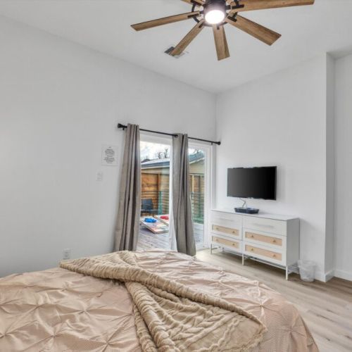 We include a smart TV and a cozy seating area.