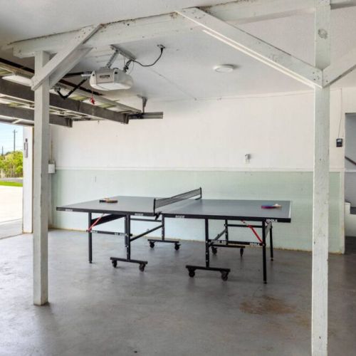 Ping pong table included.