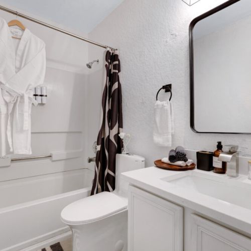 Primary bathroom is fully stocked with all you need. Makeup pads and q-tips included.