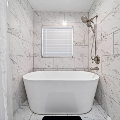 Master bathroom with luxurious bathtub.