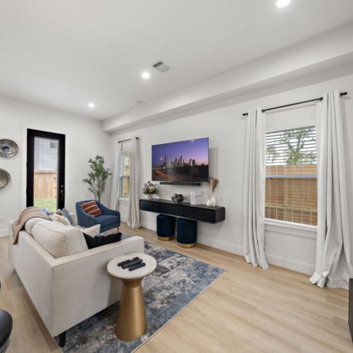 Luminous living with a direct view of the backyard.