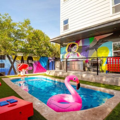 A poolside paradise with endless fun and a bold Texan flair.