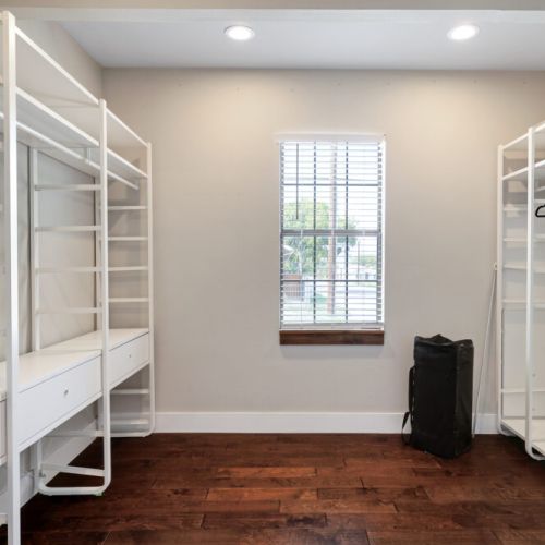 Spacious walk-in closet in the primary bedroom.