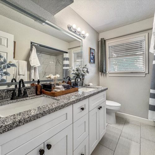 Bathroom is fully stocked with all you need. Makeup pads and q-tips included.