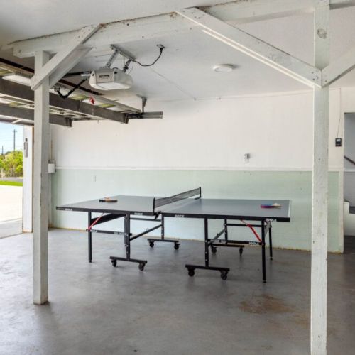 Ping pong table included.