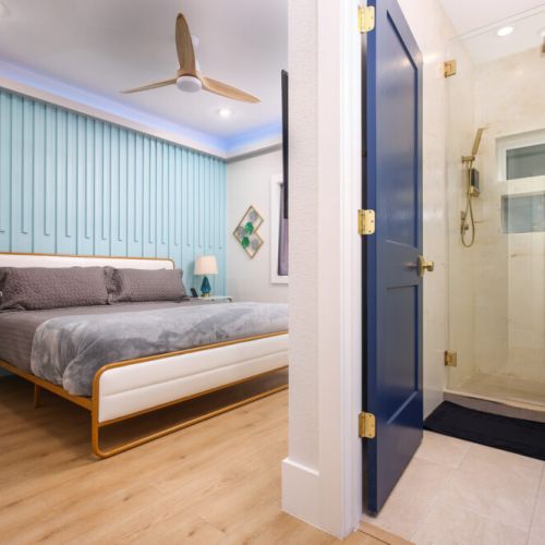 Attached bathroom included.