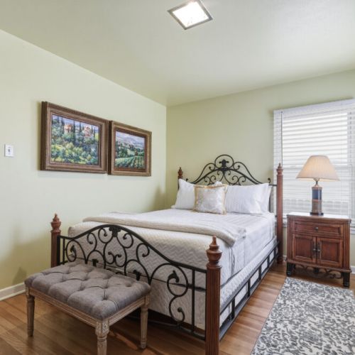 Cozy small bench for extra seating.