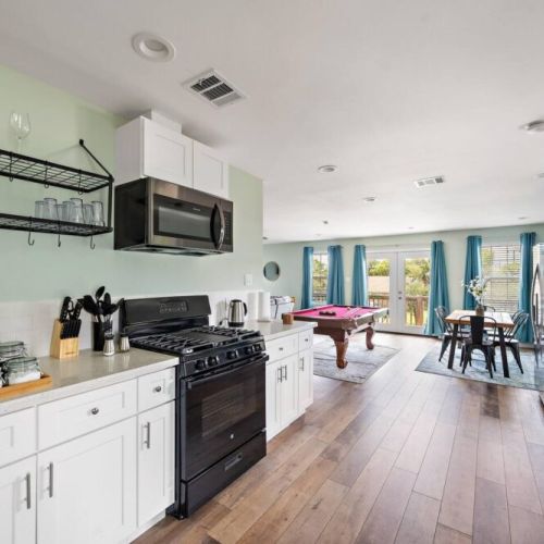 Fully equipped kitchen. Coffee bar includes regular coffee, decaf, tea, sugar, cream, and sweetener.