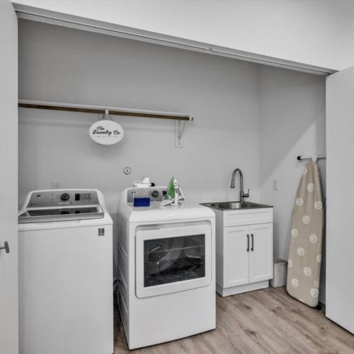 Fully-equipped laundry room.