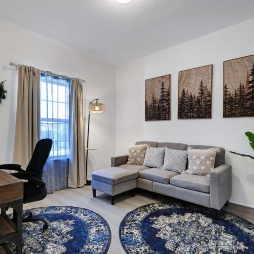 Sectional sofa included for extra comfort.