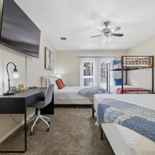 Do you need to finish some work? No problem, we got you covered! We include a large desk with a desk chair.