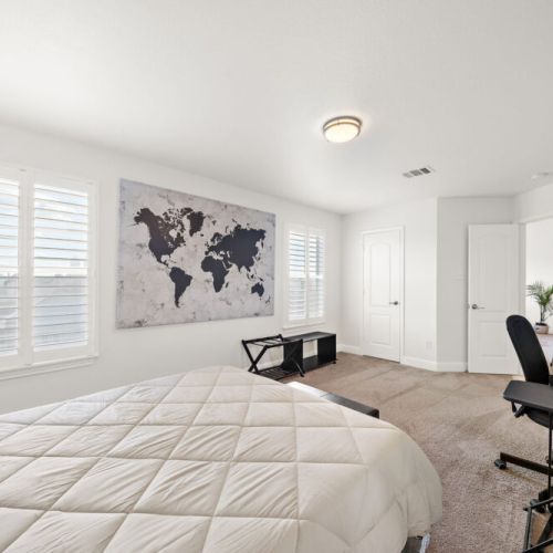 Desk and comfortable chair included.