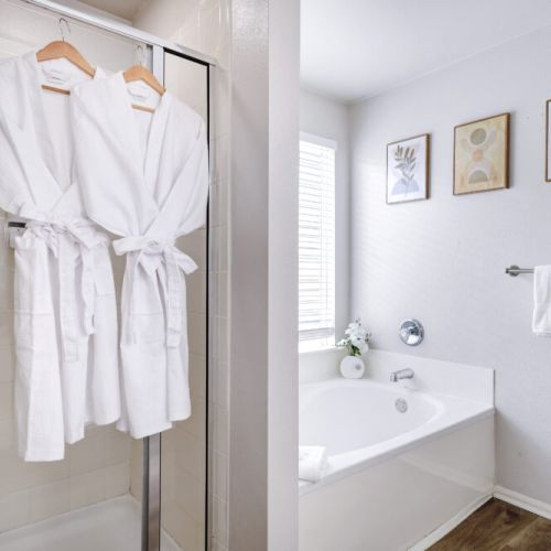 Primary bathroom is fully stocked with all you need. Makeup pads and q-tips included.