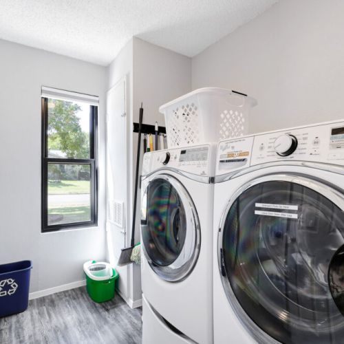 Fully-equipped laundry room.