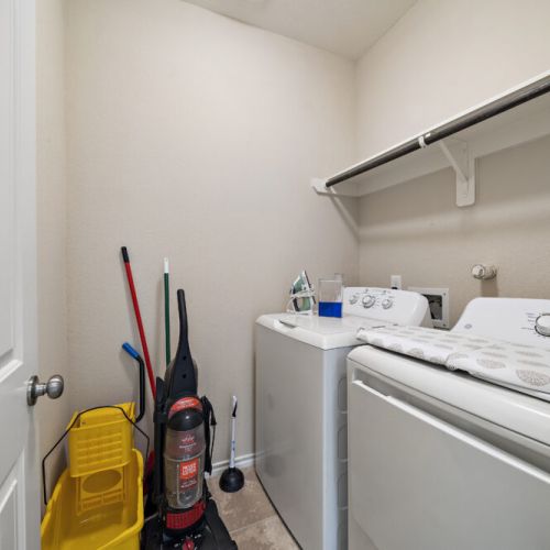 Fully-equipped laundry room.