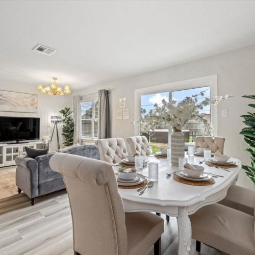 Enjoy a dining area full of natural light.
