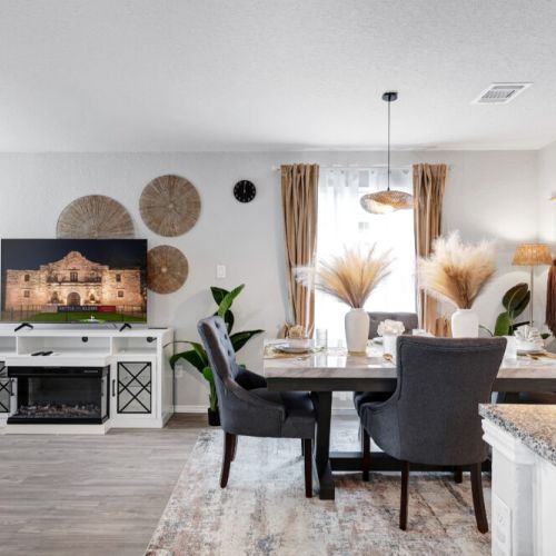 Dining table conveniently close to the living room.