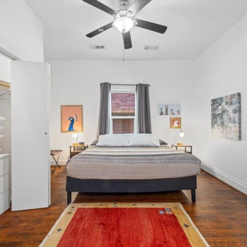 Primary bedroom with king size bed!