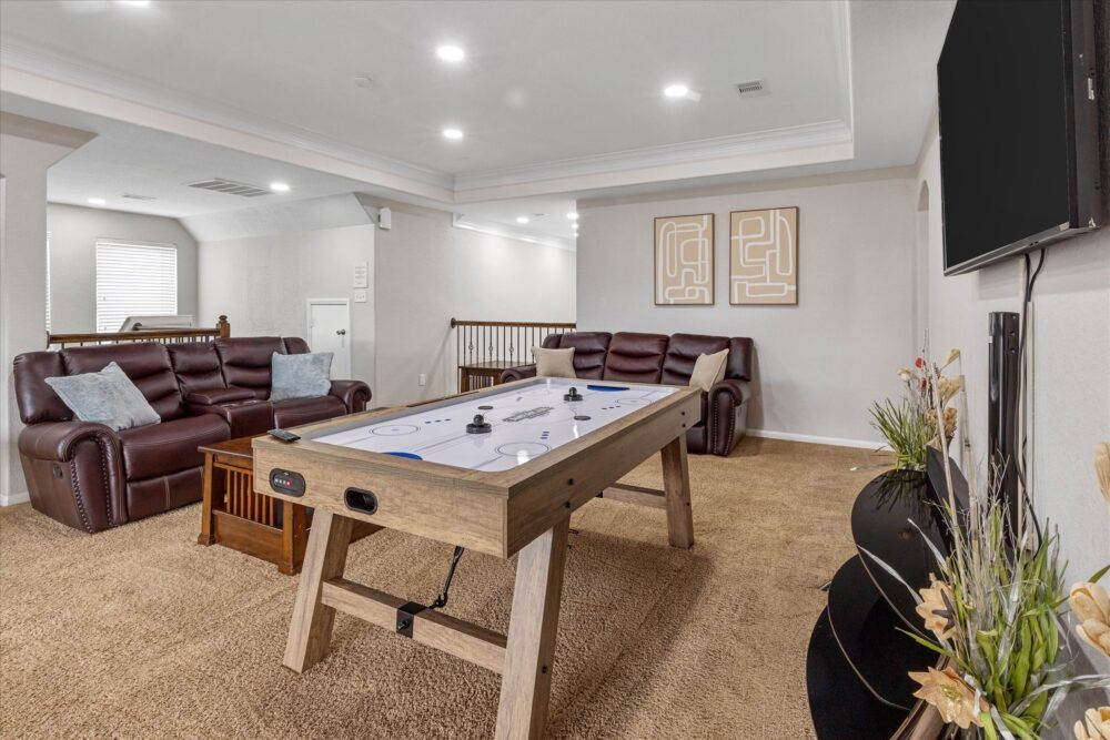 Get ready for an air hockey tournament with your family and friends.