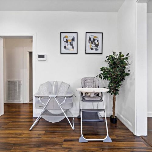 Highchair and bassinet included for your family convenience.