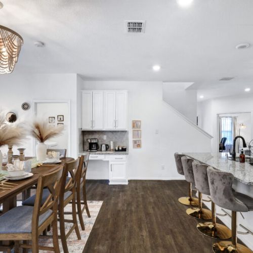 Dining area is conveniently close to the kitchen.