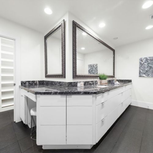 Primary bathroom  is fully stocked with all you need. Makeup pads and q-tips included.