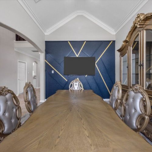 Gather the whole family for dinner, with the TV ready for entertainment and shared moments.