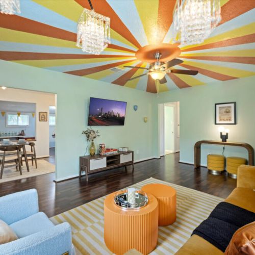 Visually exciting decor.