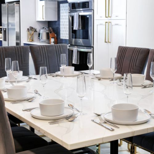 Plates and wine glasses