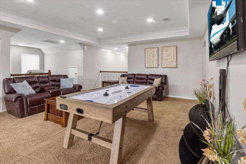 Get ready for an air hockey tournament with your family and friends.