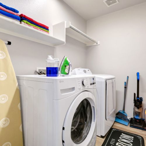 Fully-equipped laundry room.