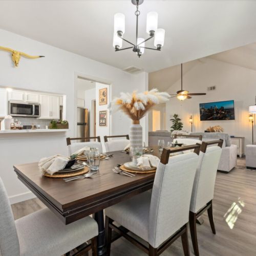 Dining area is conveniently close to the kitchen.