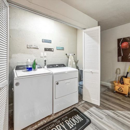 Fully-equipped laundry room.