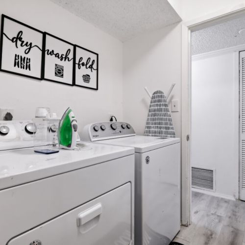 Fully-equipped laundry room.