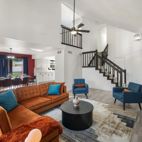Step into comfort and style with our modern designed living room.