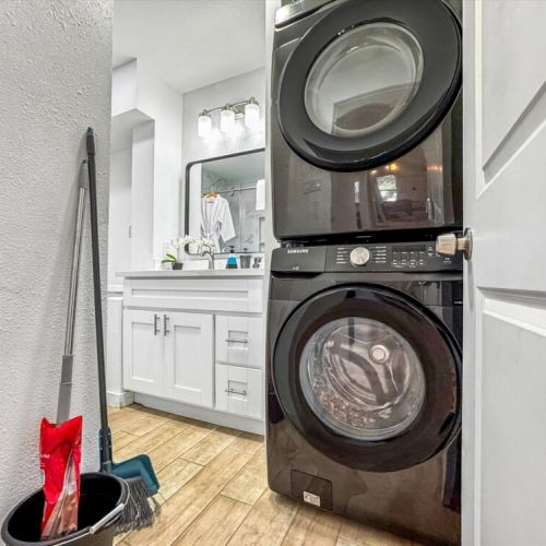 Fully-equipped laundry room.