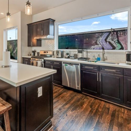 Fridge dispenses water and ice.