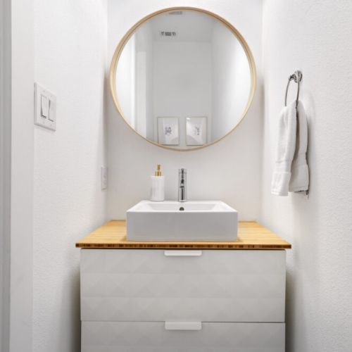Half bath in the living room for maximum convenience.