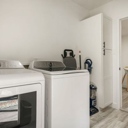 Fully-equipped laundry room.