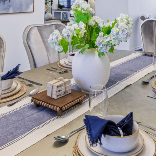 An elegantly set dining table designed to elevate every meal with a refined, luxurious touch.